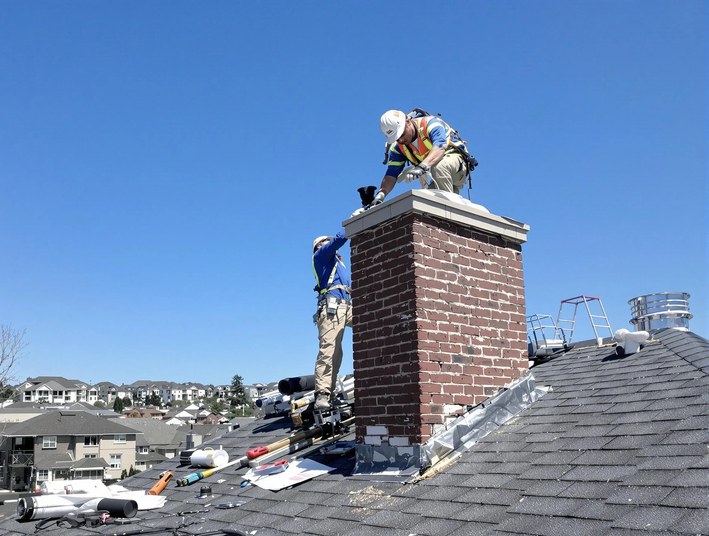 Four Square Mile Chimney Sweep repairing a chimney crown in Four Square Mile, CO