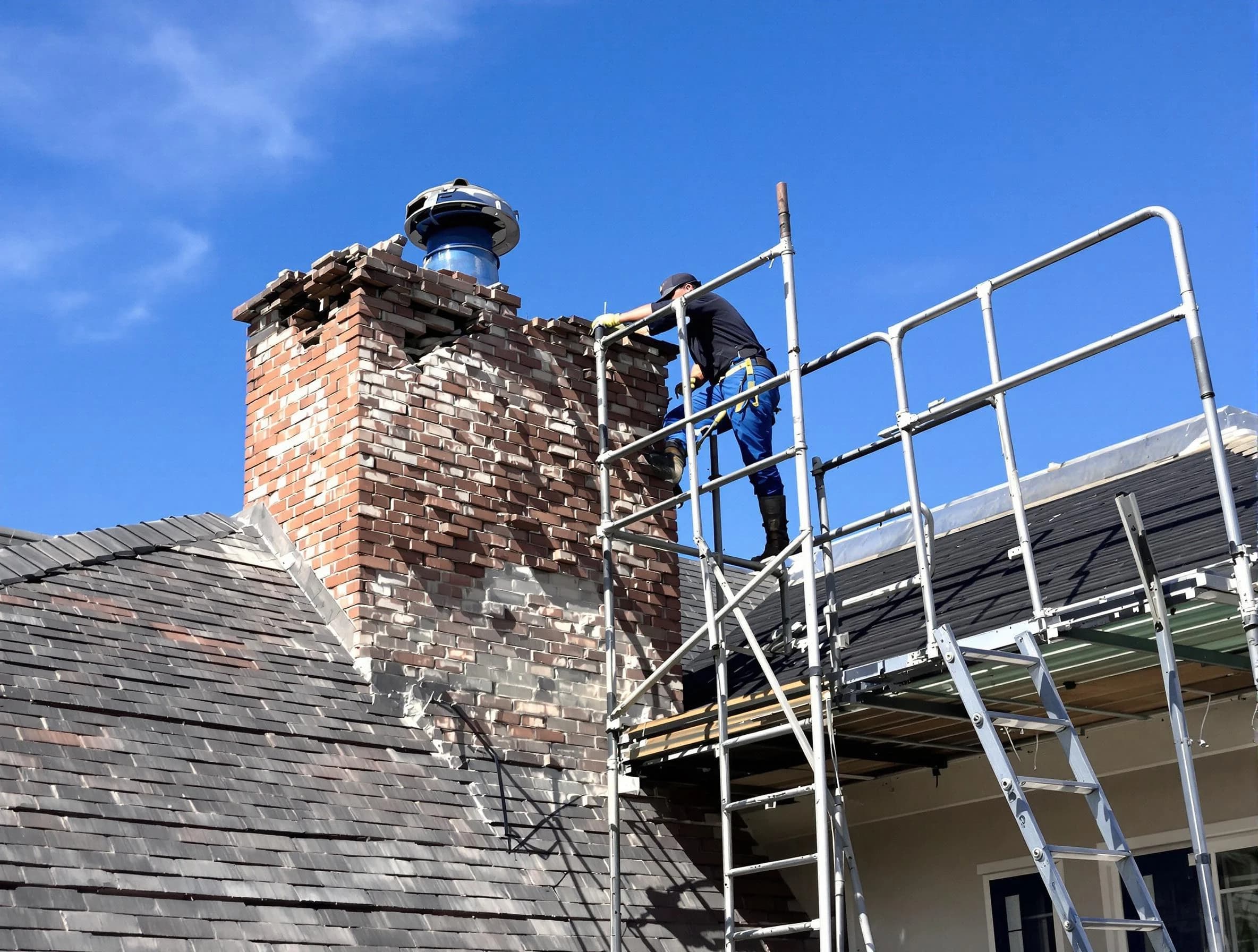 Rebuilding a chimney structure by Four Square Mile Chimney Sweep in Four Square Mile, CO