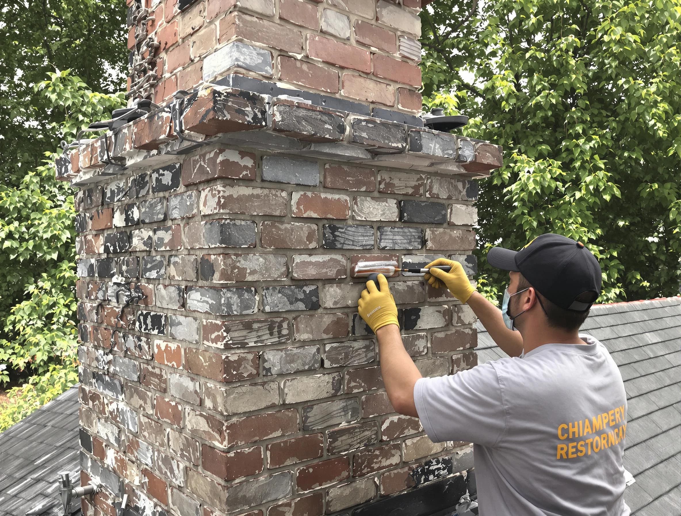 In-progress chimney restoration by Four Square Mile Chimney Sweep in Four Square Mile, CO