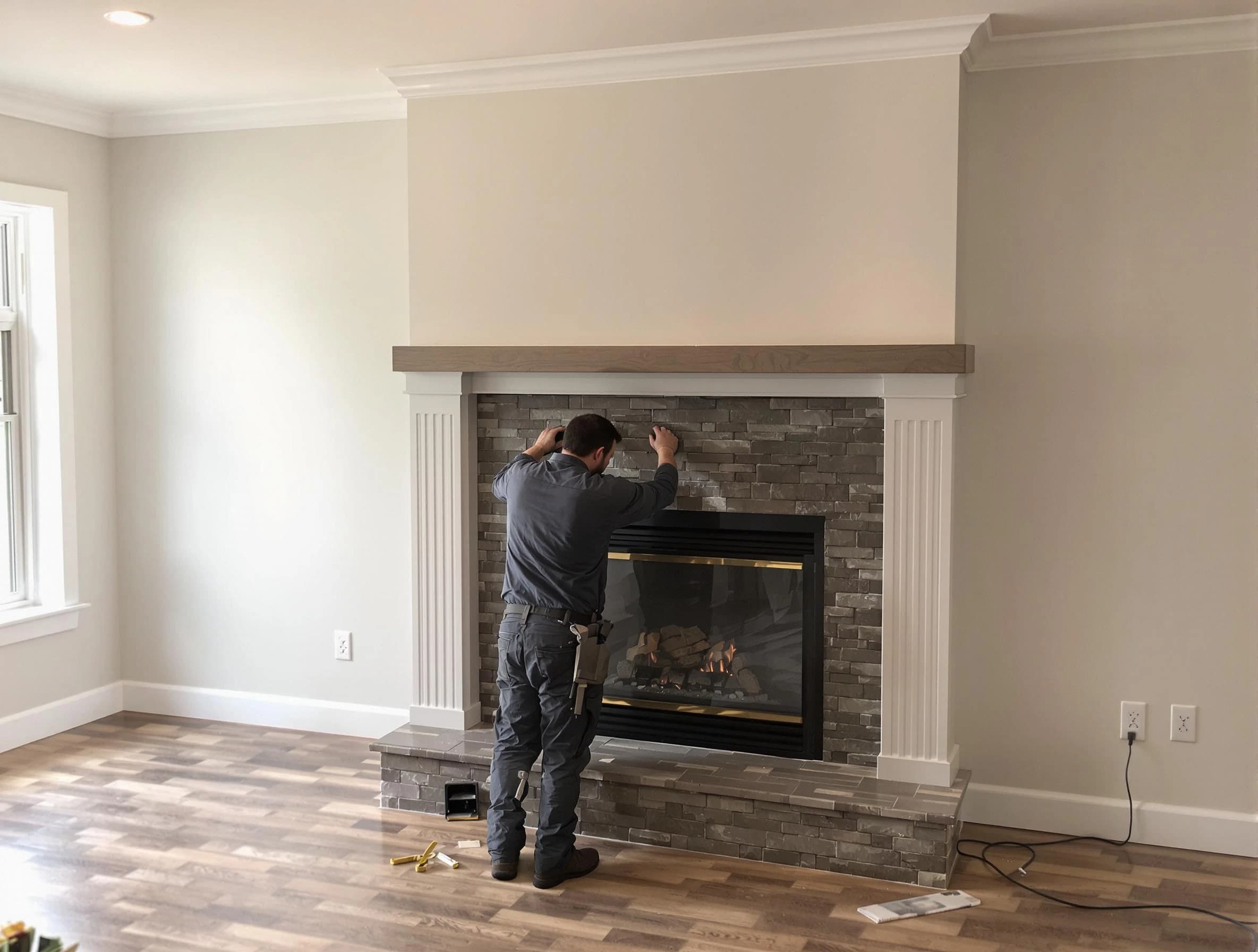 Four Square Mile Chimney Sweep finishing a custom fireplace install in Four Square Mile, CO