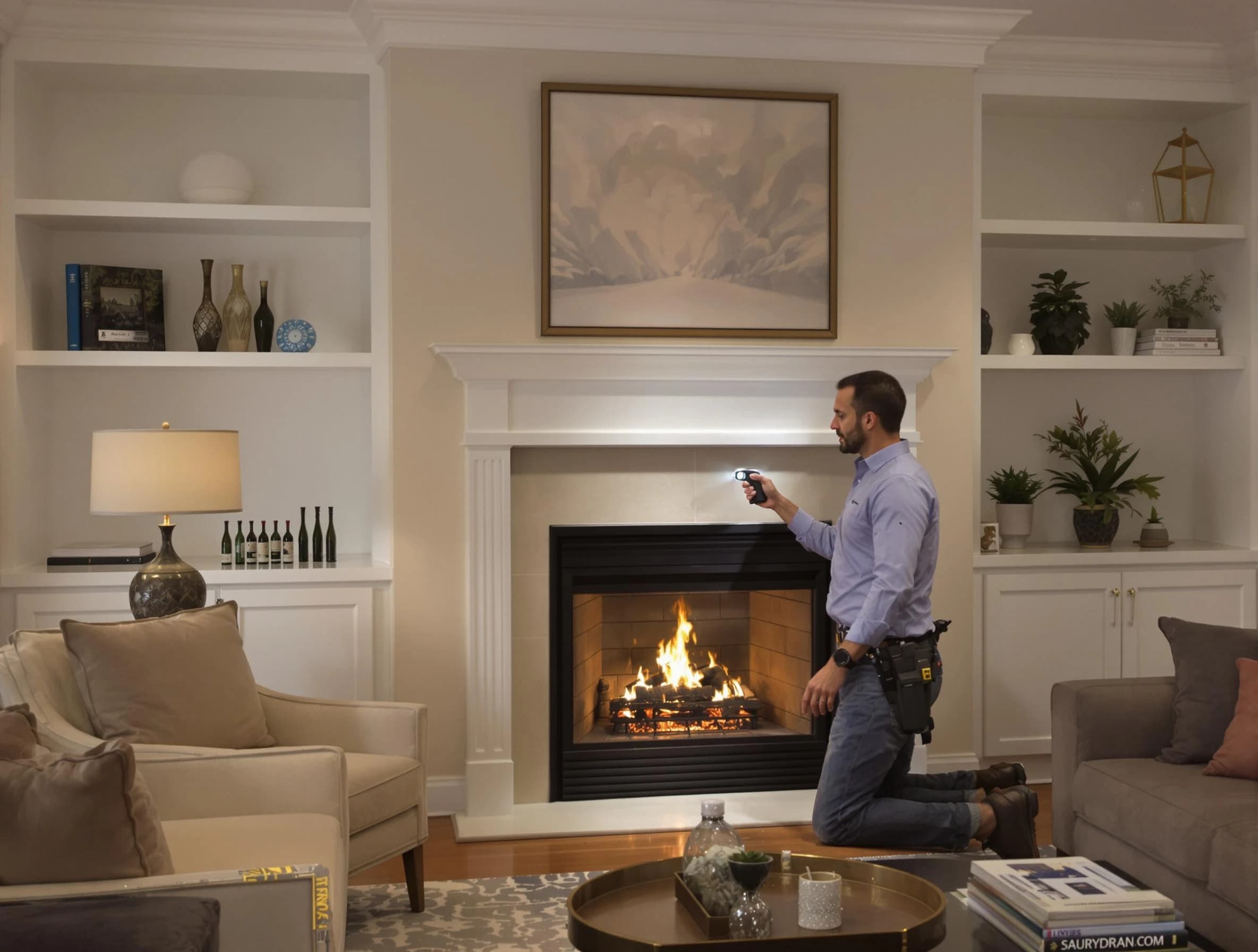 Four Square Mile Chimney Sweep conducting a fireplace safety inspection in Four Square Mile, CO