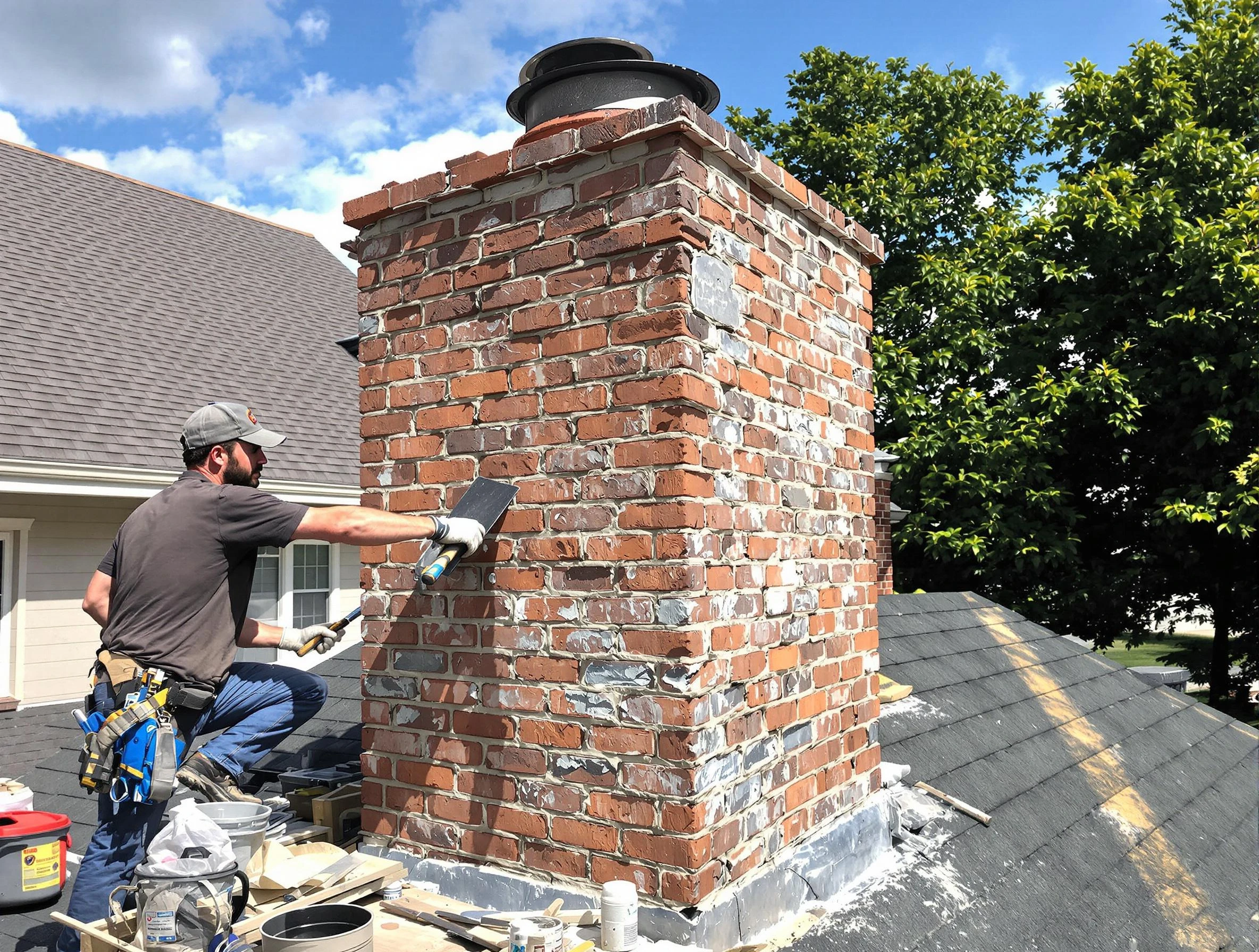 Completed chimney rebuild by Four Square Mile Chimney Sweep in Four Square Mile, CO
